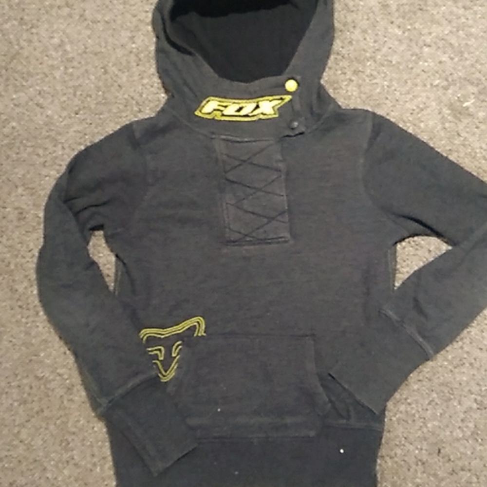 Fox hoodie, size medium, charcoal colored.